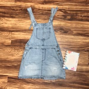 Light wash denim overall dress